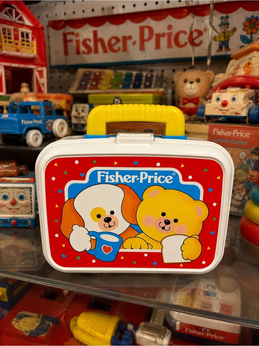 Vintage Fisher-Price Lunch Box Shape Sorter Playset Complete